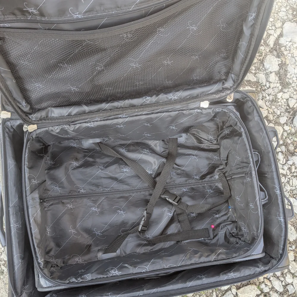 Black Crocodile-Embossed Suitcase